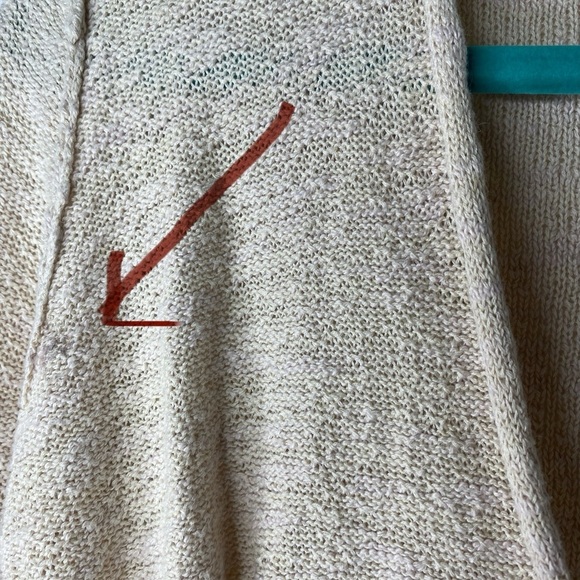 Free People deep v-neck cream long sleeve cotton linen women’s cozy top Sz XS - Picture 8 of 8